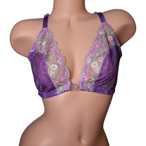 Savage X Fenty Sheer Mesh Embroidered Plunge Bralette Purple 1X NWT